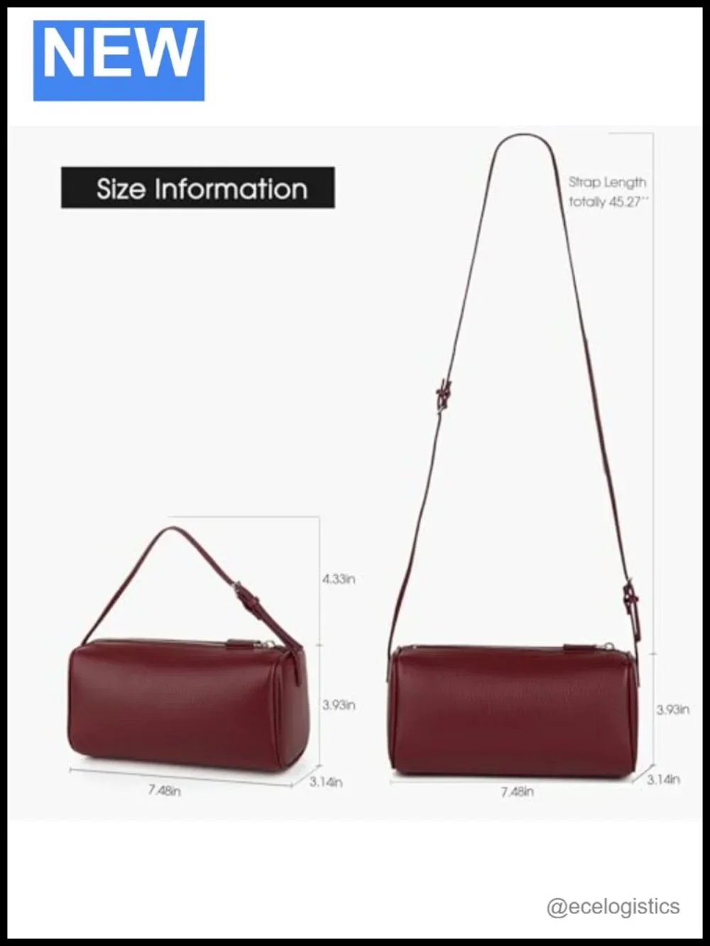 Premium Full-Grained Leather Crossbody Hobo Bag for Women - Adjustable Strap,